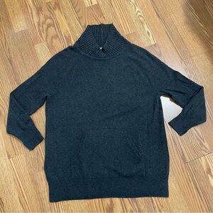 Vince Cashmere Pullover Moc-Shawl Collar Charcoal Sweater w/Front Pocket Sz-XS